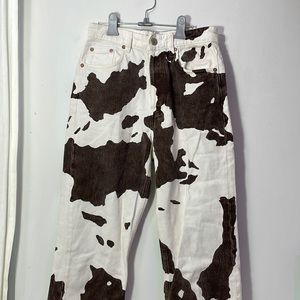 Zara Custom Handpainted Cow Print Pants
